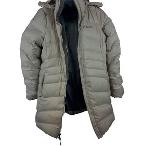 Marmot Montreaux Down Coat Womens Medium Beige 700 Fill Hooded Puffer Parka